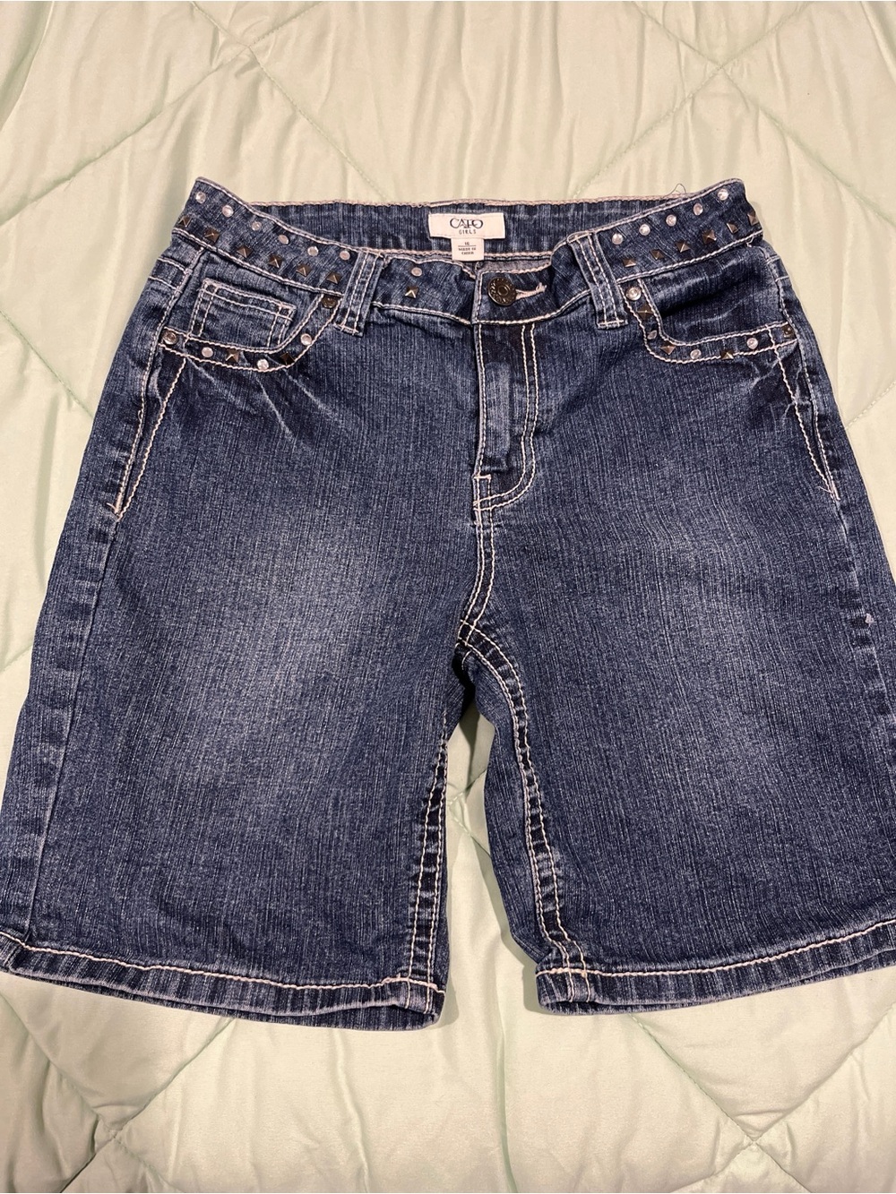 Cato Girls Size 16 Rhinestone Studded Jean Shorts
